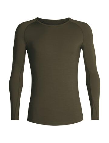 Loden Men's Icebreaker BodyfitZone™ Merino 200 Zone Long Sleeve Thermal Crewe Top Base Layers | USA 1355DFMN